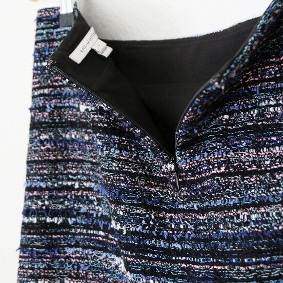 Diane Von Furstenberg DVF Austyn Black Indigo Camellia Tweed Faux Wrap Skirt 2 - Picture 12 of 16